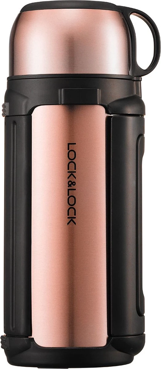 Lock&Lock Thermoskan - Isoleerkan - Thee En Koffie - Lekvrij - 1,5 Liter - RVS - Inklapbaar Handvat - Koper Roze 2 Lock&Lock Thermoskan - Isoleerkan - Thee En Koffie - Lekvrij - 1,5 Liter - RVS - Inklapbaar Handvat - Koper Roze - Afbeelding 2