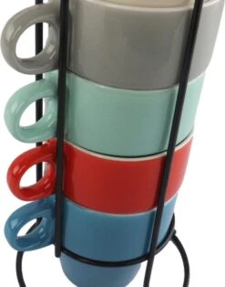 Orange85 Koffiekopjes - Met Houder - Set Van 6 - Gekleurd - 300 Ml - Keramiek -Babyproducten 945x1200